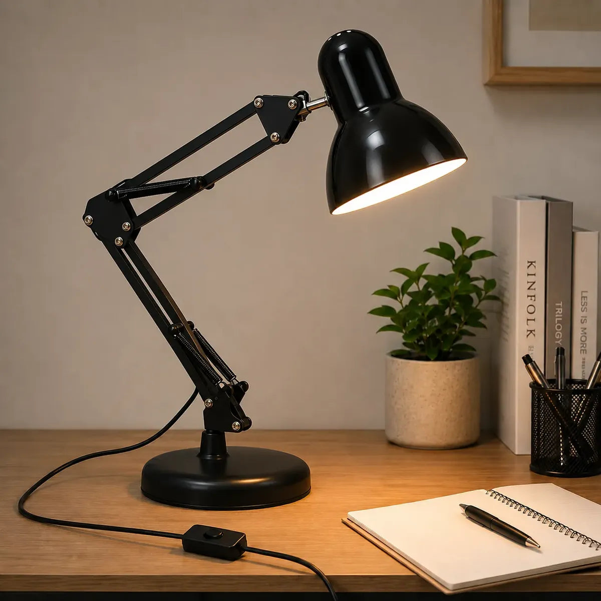 Lámpara Escritorio Articulada Metálica Con Base