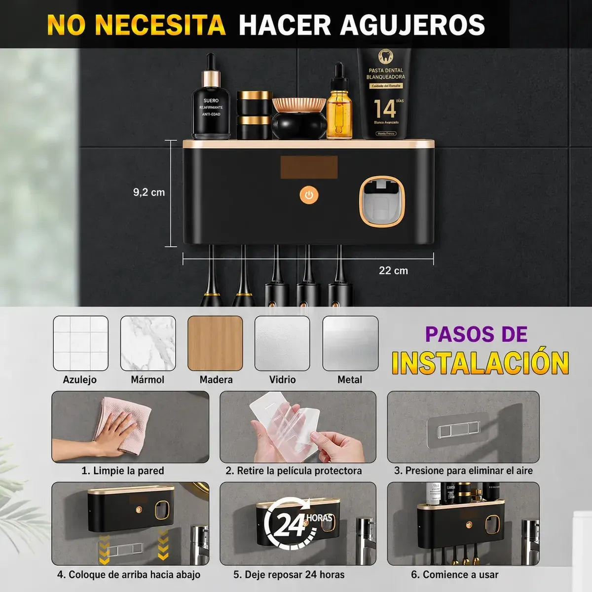 Dispensador Pasta Dental / Porta Cepillo de diente