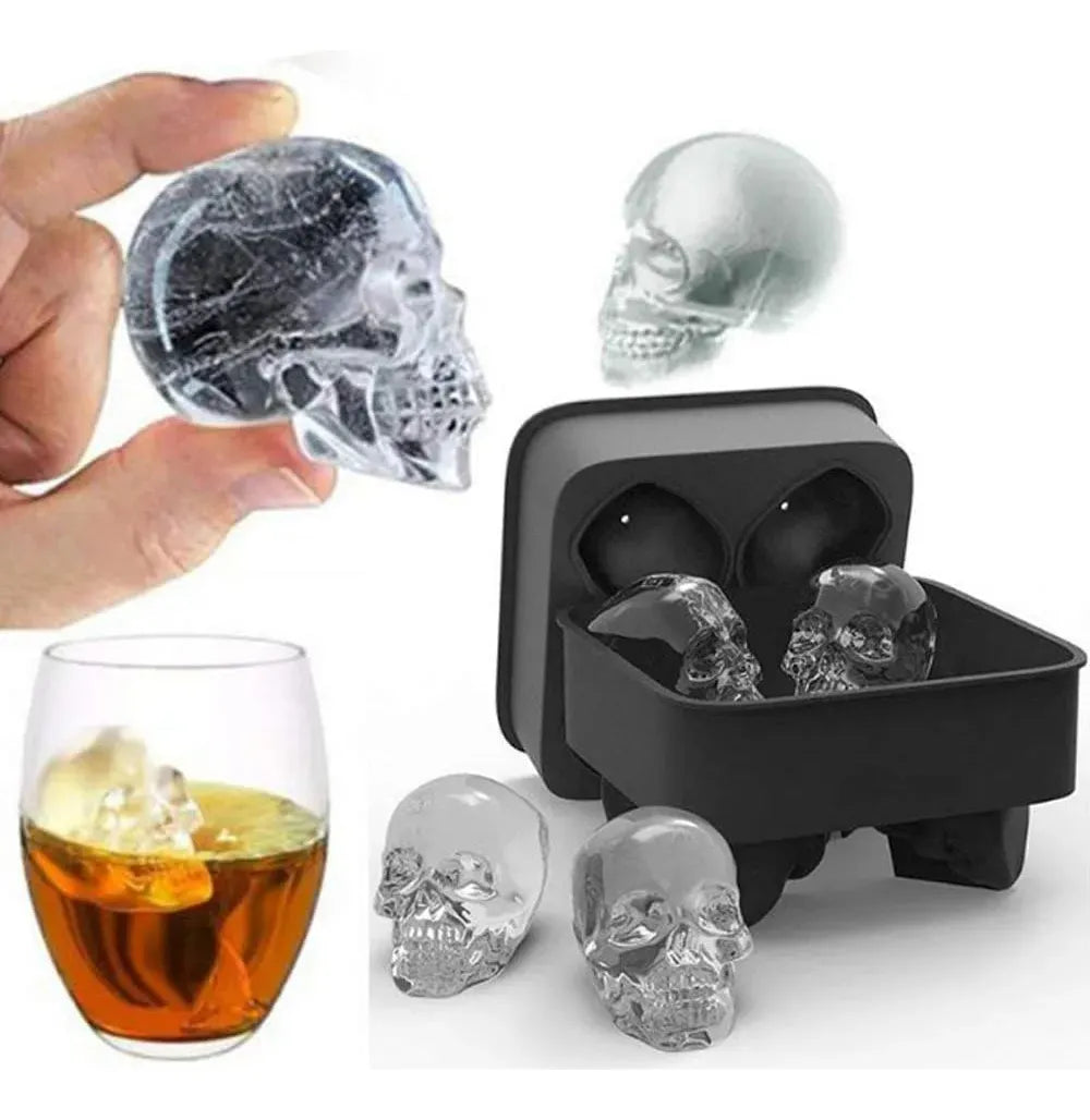 Cubetera Hielera Calavera X4
