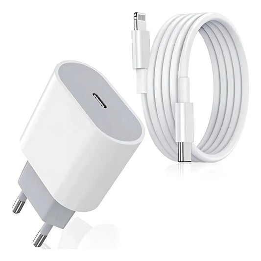Cargador Carga Rápida Para iPhone + Cable de datos 1 mt