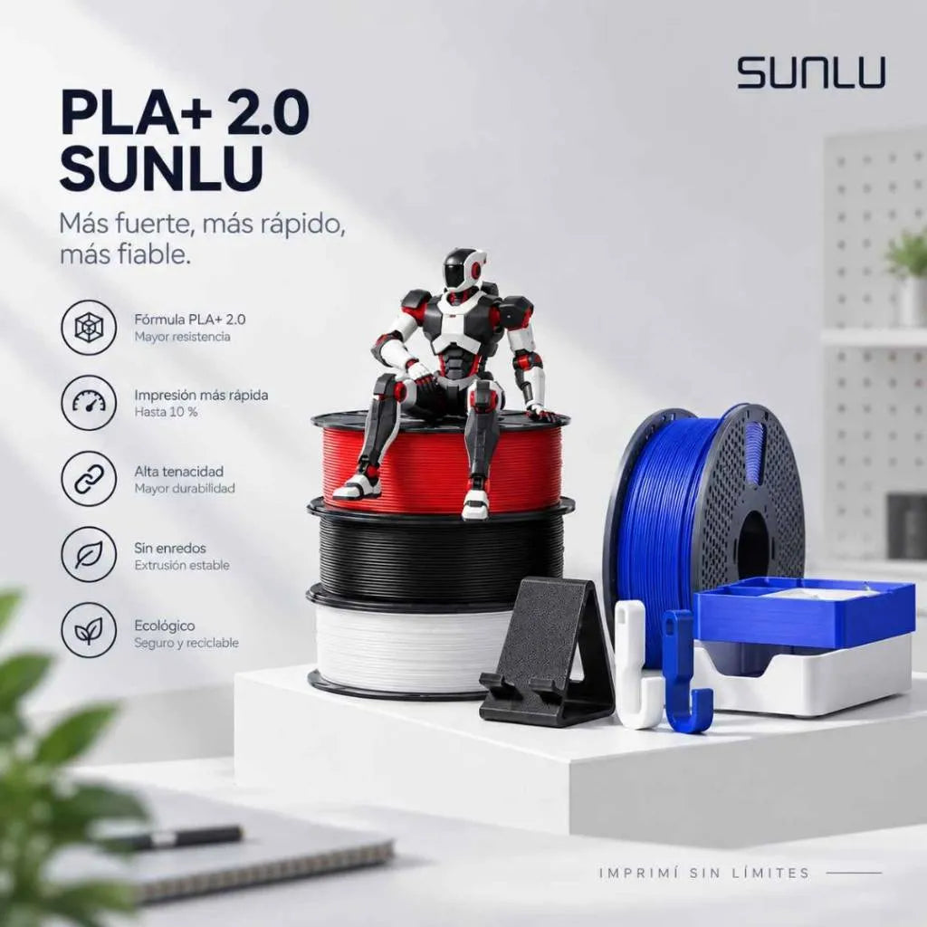 Filamento Sunlu Pla+ 2.0 Para Impresoras 3D 1kg 1,75mm