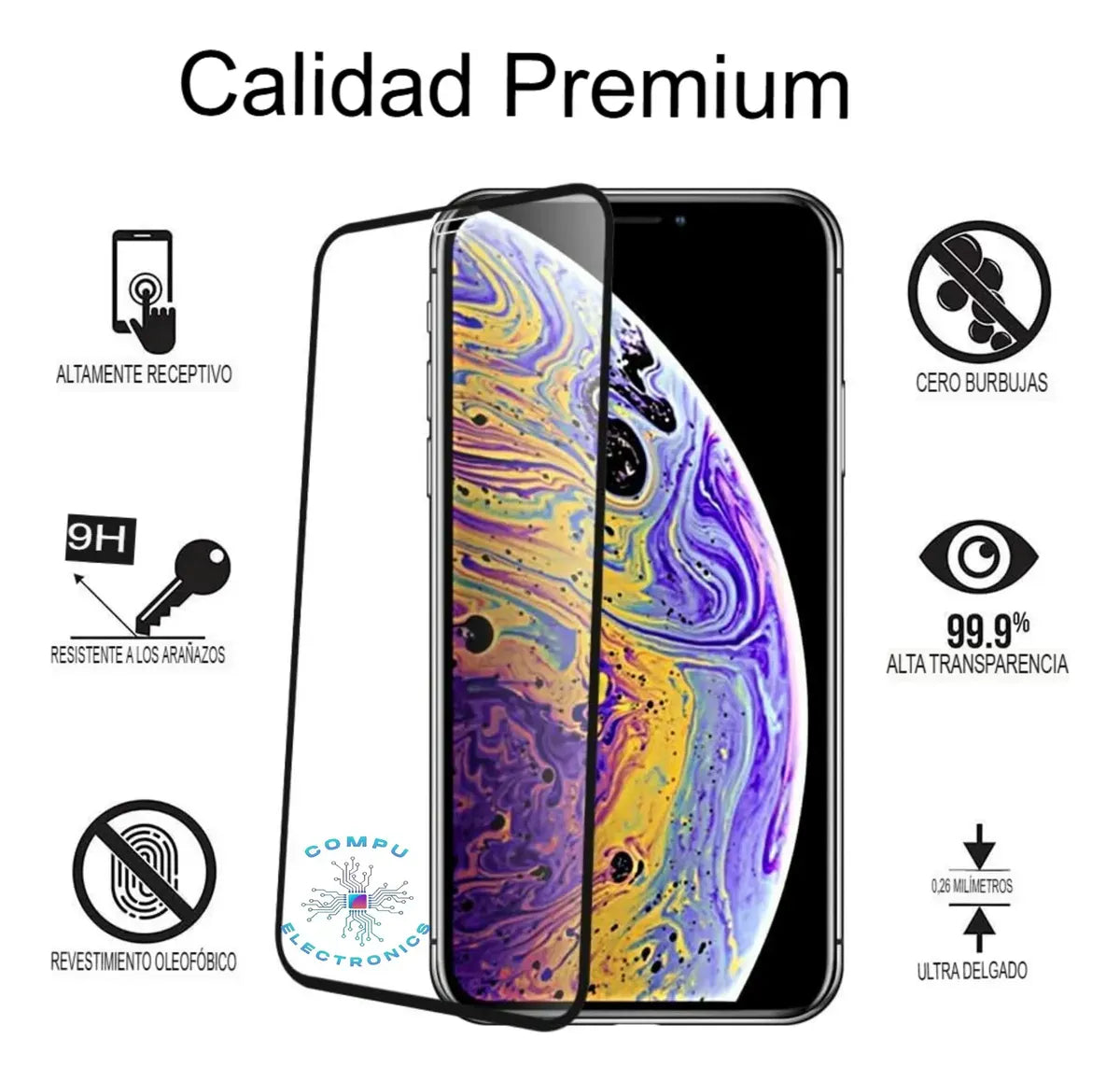 Vidrio Templado Full Para iPhone 11/12/13/14/15/16/17