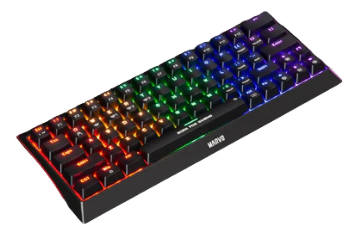 Teclado Mecánico Gamer 60% Marvo Switch Blue Rgb Bluetooth Negro