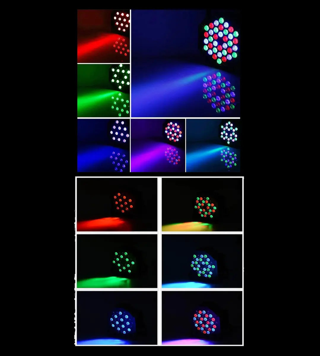 Tacho 36 LED RGB DMX 36W con Control Remoto