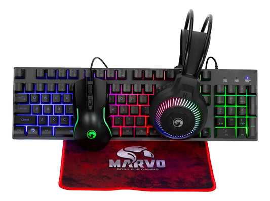 Combo Gamer 4 En 1 Marvo CM416 Auricular + Teclado + Mouse Pad + Mouse
