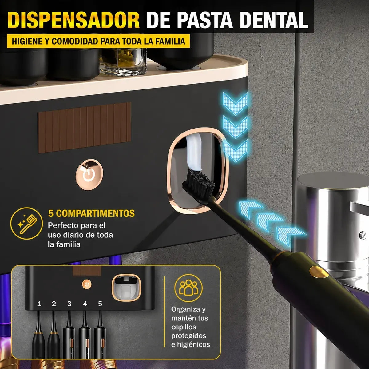 Dispensador Pasta Dental / Porta Cepillo de diente