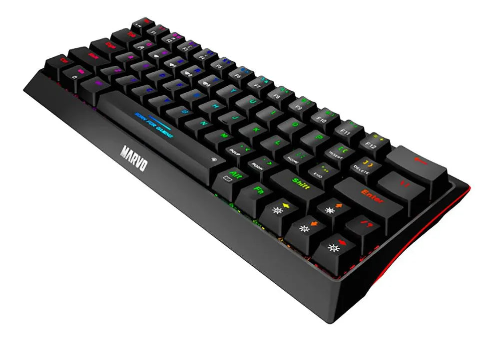 Teclado Mecánico Gamer 60% Marvo Switch Blue Rgb Bluetooth Negro