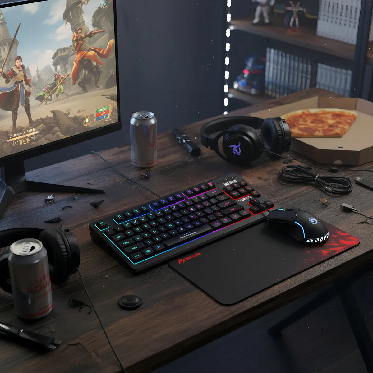 Combo Gamer 3 En 1 Marvo CM310 Teclado + Mouse + Pad Rainbow RGB