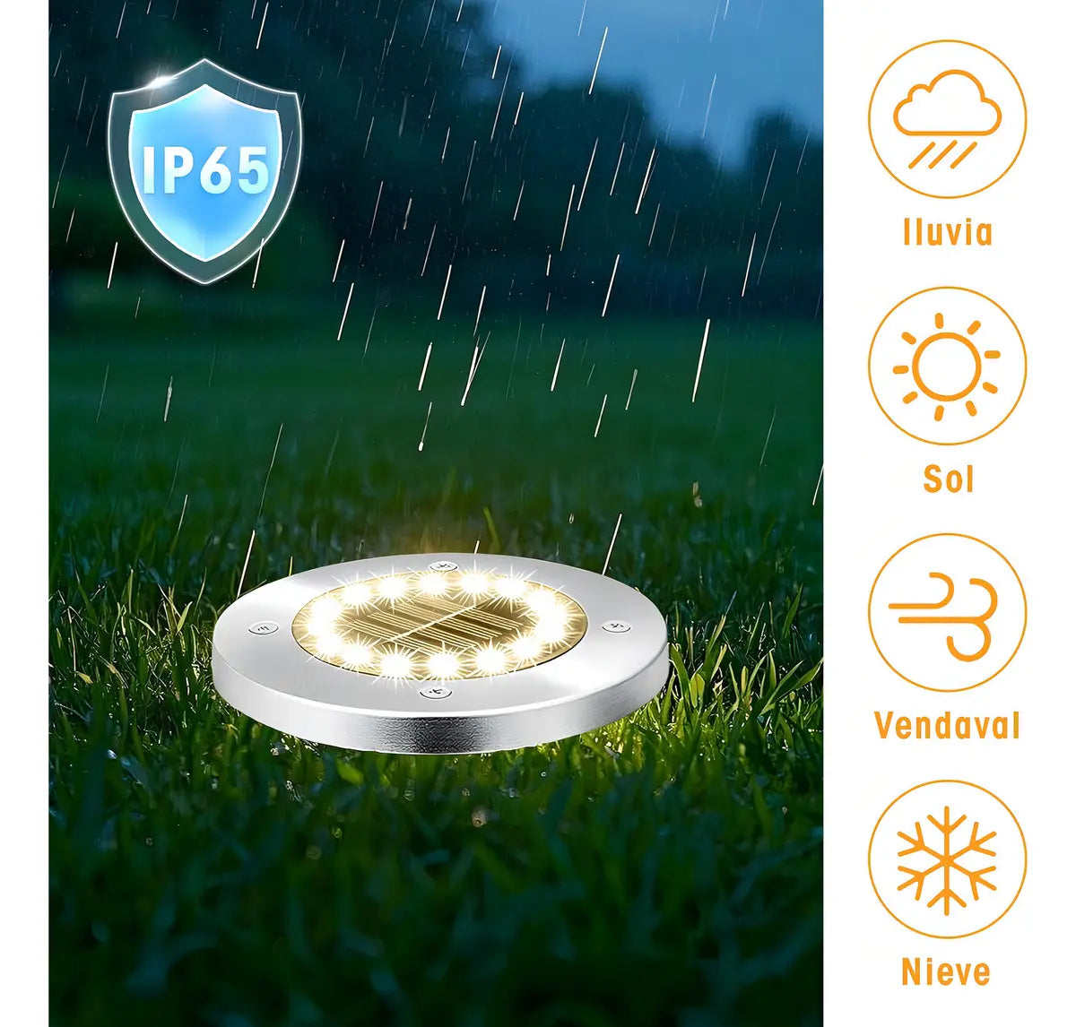 Set 4 Focos Luz Solar Para Jardín Con Batería