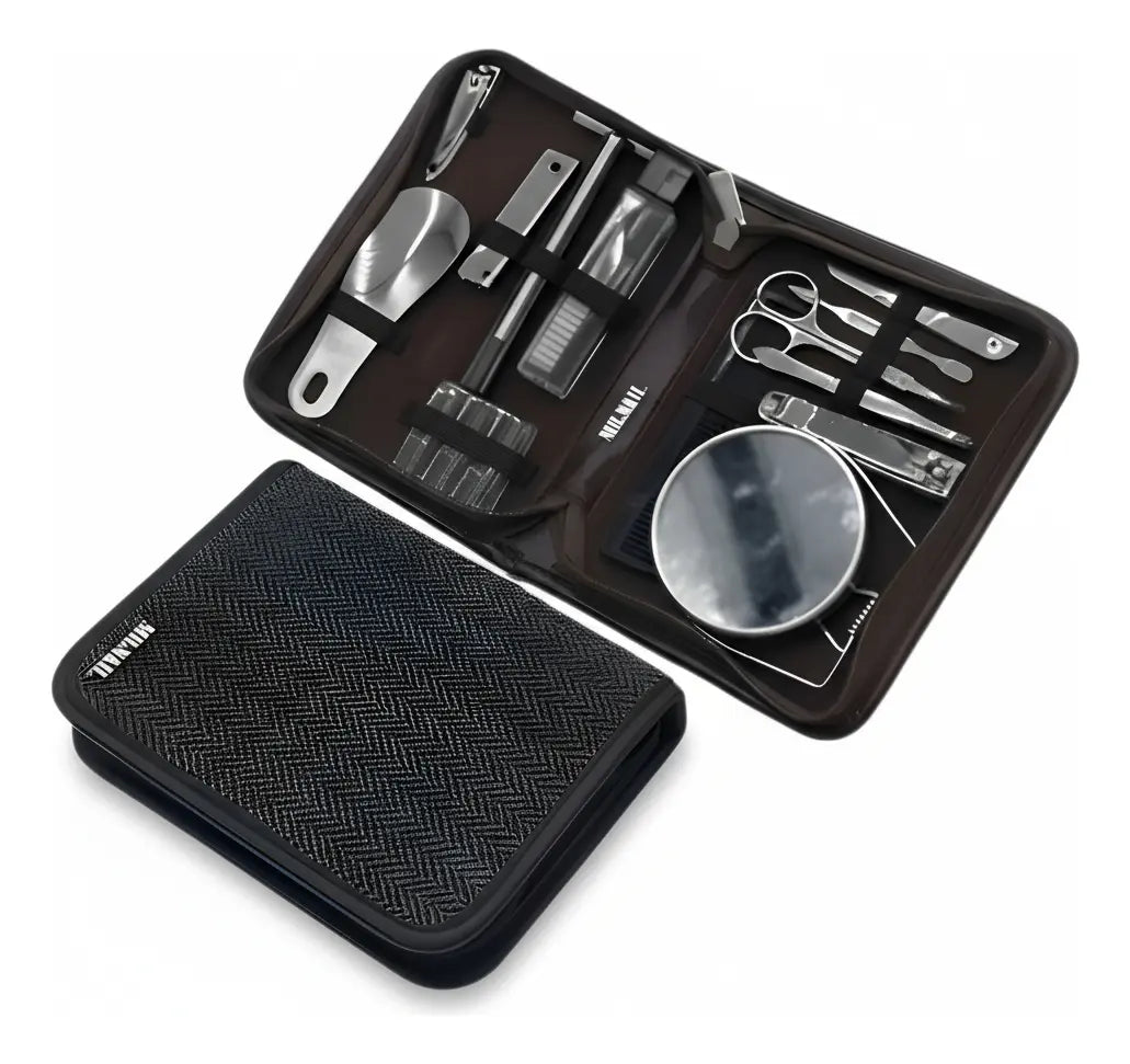 Set Manicura / Pedicura 12 Piezas Con Espejo + Estuche