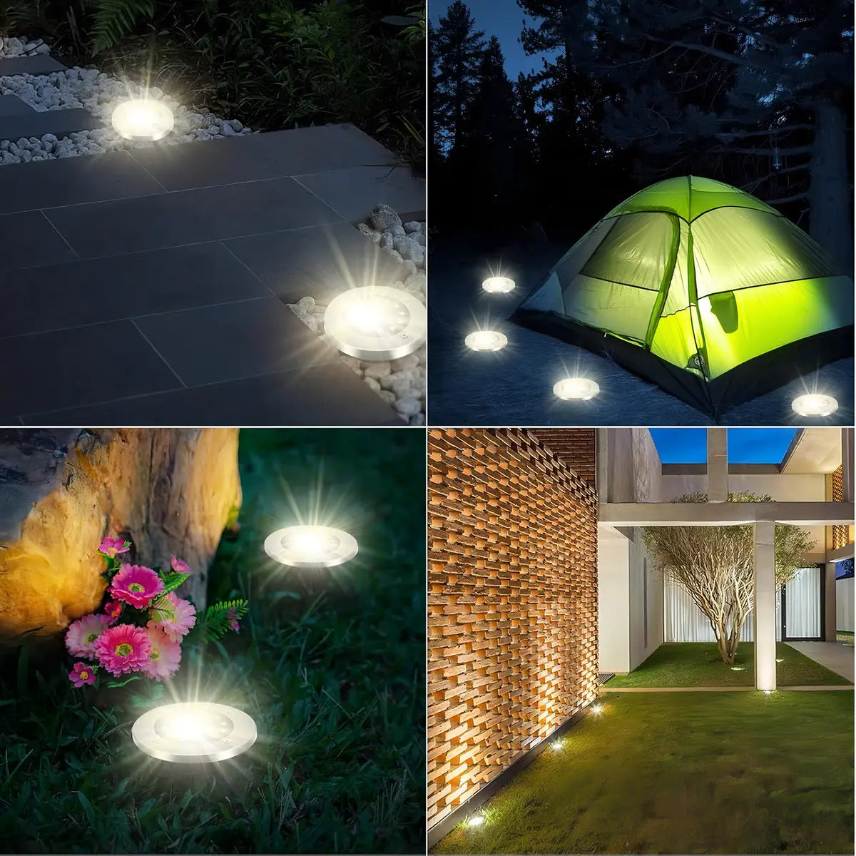Set 4 Focos Luz Solar Para Jardín Con Batería