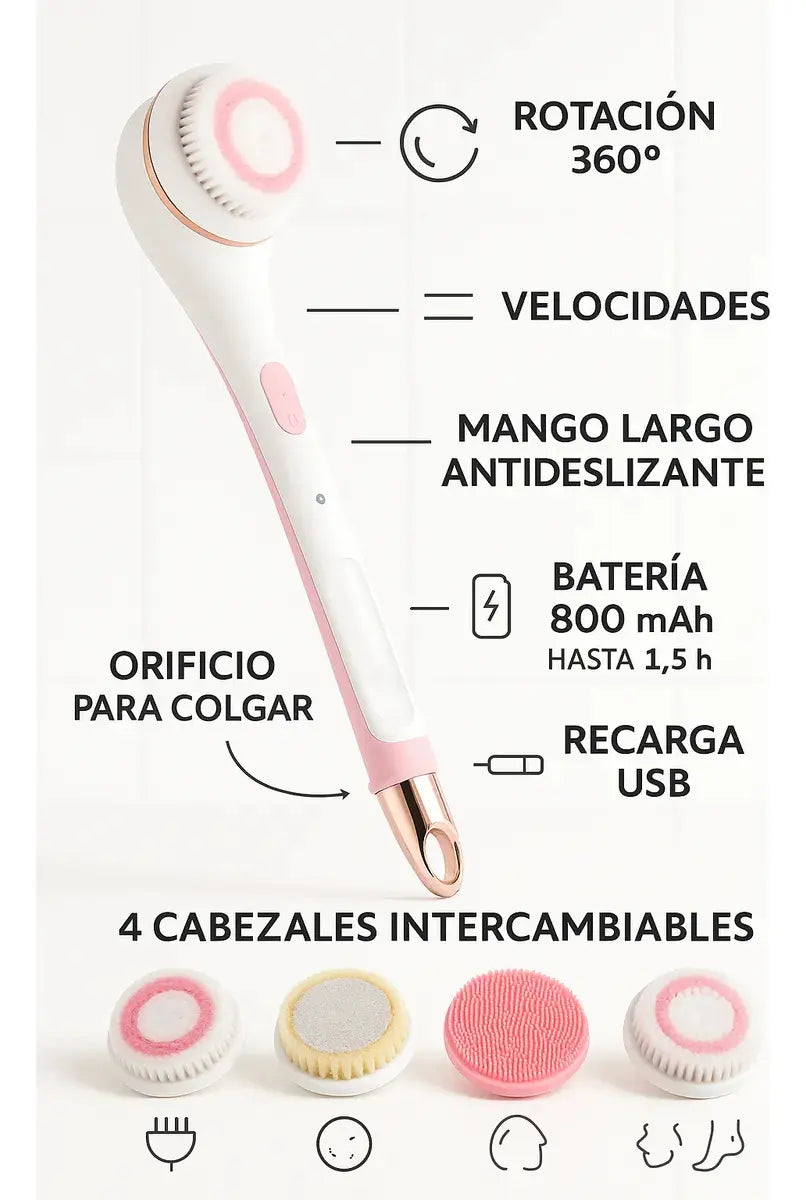 Cepillo De Ducha Masajeador Recargable 4 En 1