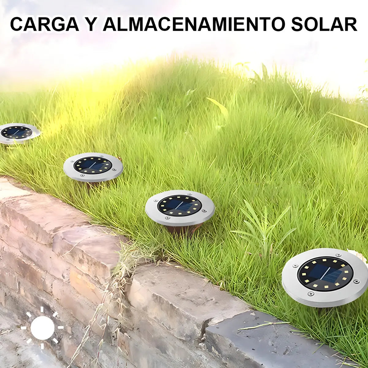 Set 4 Focos Luz Solar Para Jardín Con Batería