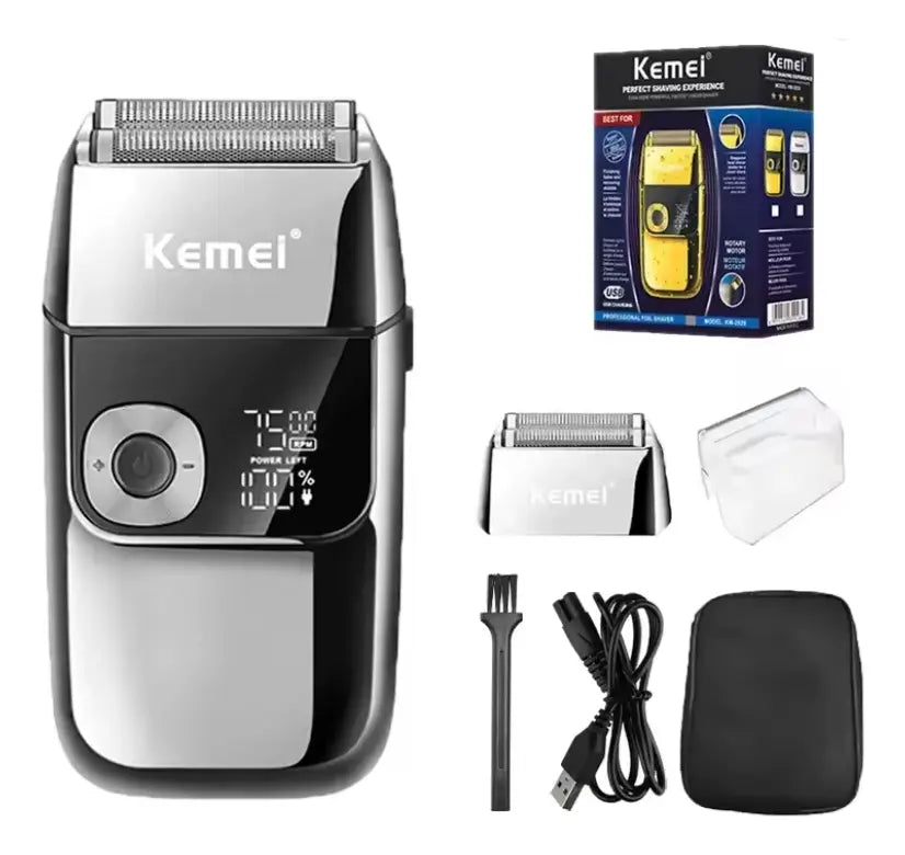 Afeitadora / Rasuradora Recargable Con Bolso - KEMEI