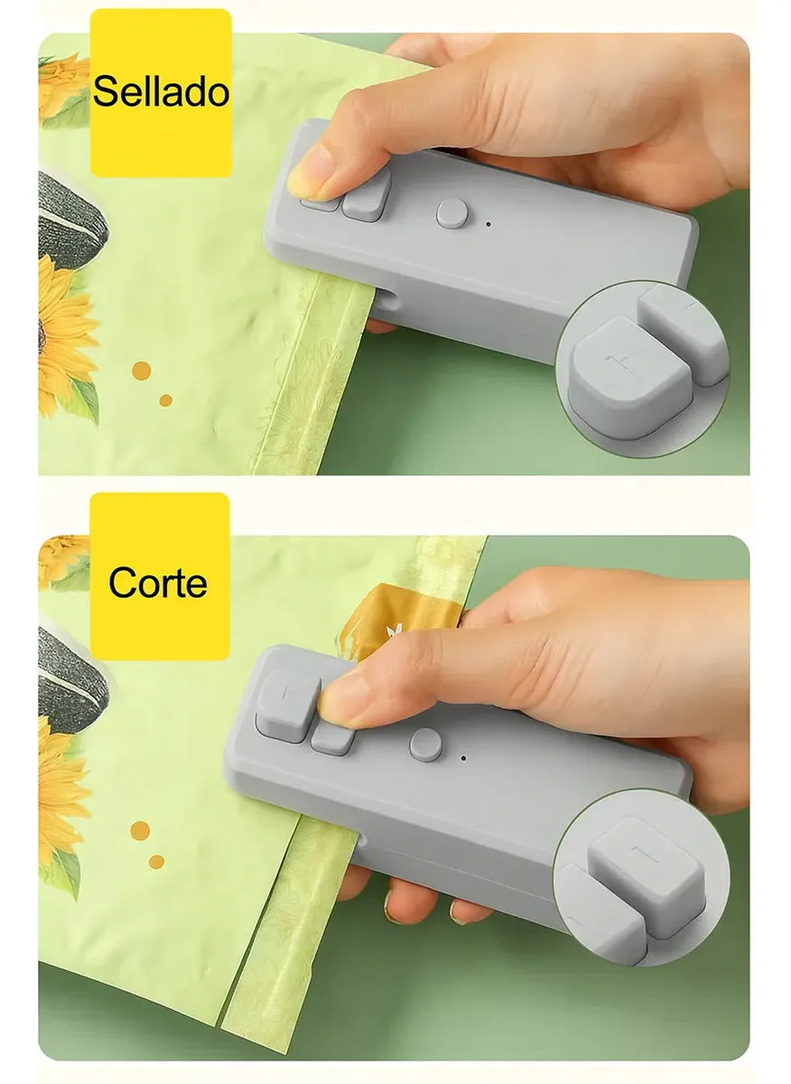 Mini Sellador Y Cortador De Bolsas Recargable Usb Magnético