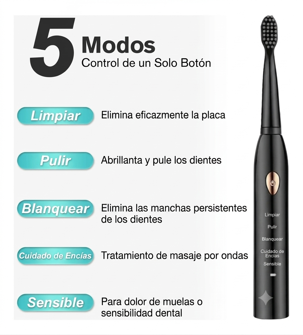 Cepillo Dental Eléctrico Recargable + 3 Cabezales