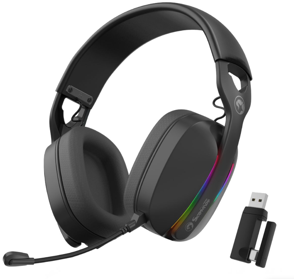 Auriculares Gamer Inalámbricos 7.1 Marvo RGB Bluetooth + Usb