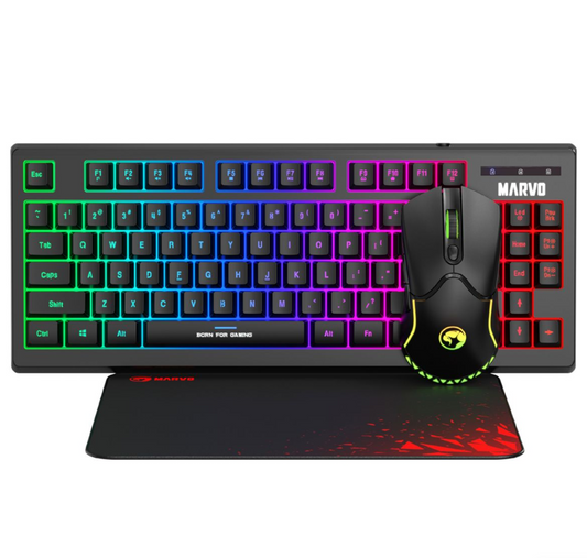 Combo Gamer 3 En 1 Marvo CM310 Teclado + Mouse + Pad Rainbow RGB