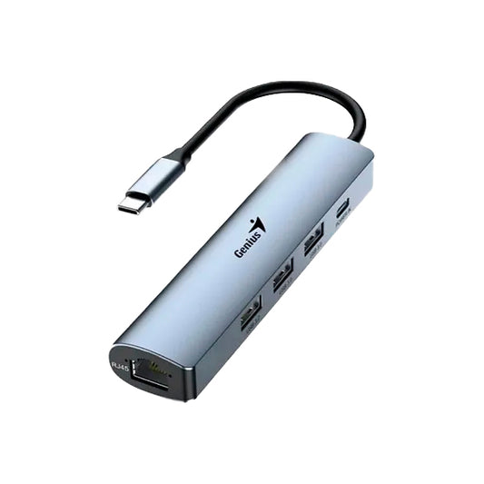 Hub Genius USB-C a USB-A y RJ-45